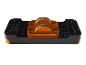 Stepper de fitness noir et orange avec deux rouleaux pour exercices abdominaux.