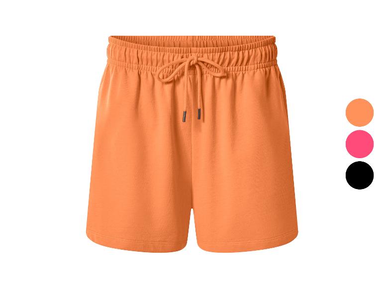 Oranje damesshorts met verstelbaar trekkoord, ook verkrijgbaar in roze en zwart.