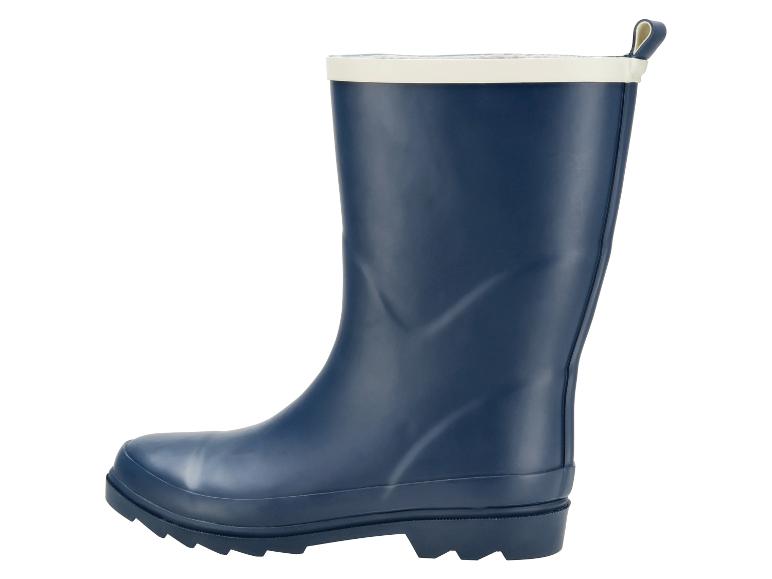 Blauwe regenlaars met witte bovenrand en geprofileerde zool