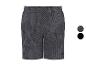 Donkergrijze sportshort met geometrisch patroon en elastische tailleband.