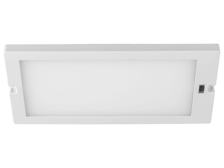 Un plafonnier LED blanc encastré.