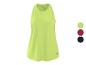 Débardeur de sport vert lime avec col rond et trois options de couleur.