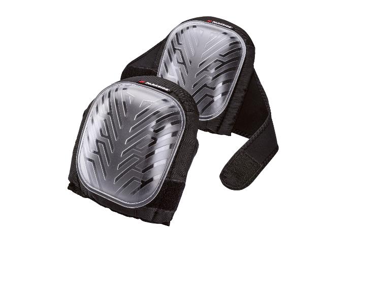 Genouillères PARKSIDE avec coques transparentes et texturées, et sangles velcro.