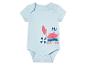 Lichtblauwe baby romper met een krab en een strandbal.