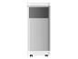 Een draagbare airco op wielen, modern en minimalistisch design.
