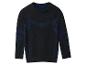 Zwart sportshirt met lange mouwen en blauwe details.
