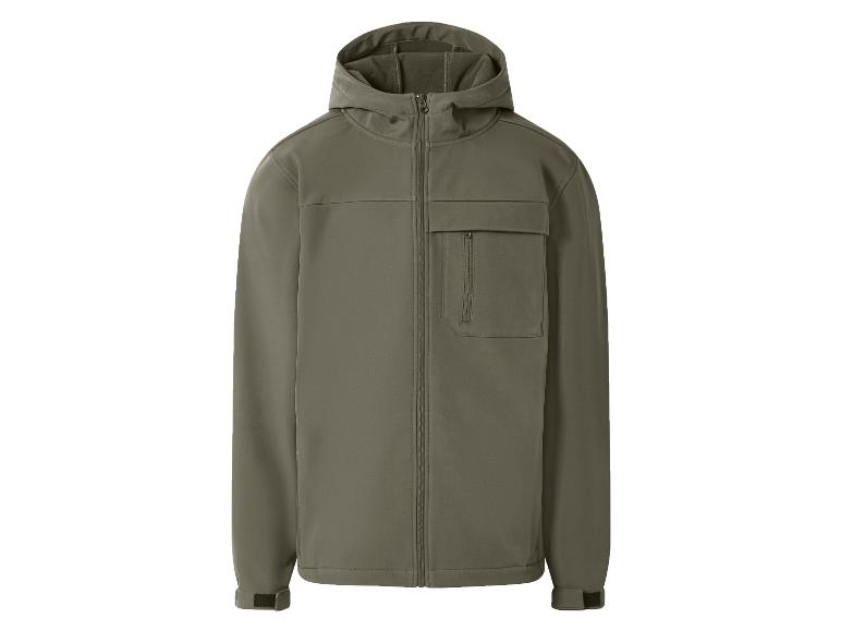 Veste softshell verte à capuche et fermeture éclair