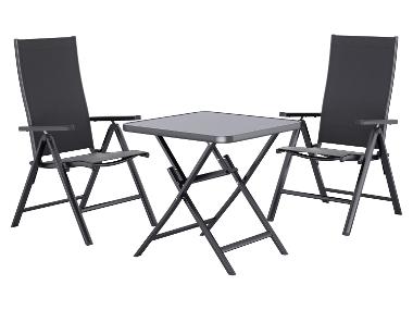 LIVARNO® Ensemble de jardin »Houston« : Table pliante avec 2 fauteuils à haut dossier