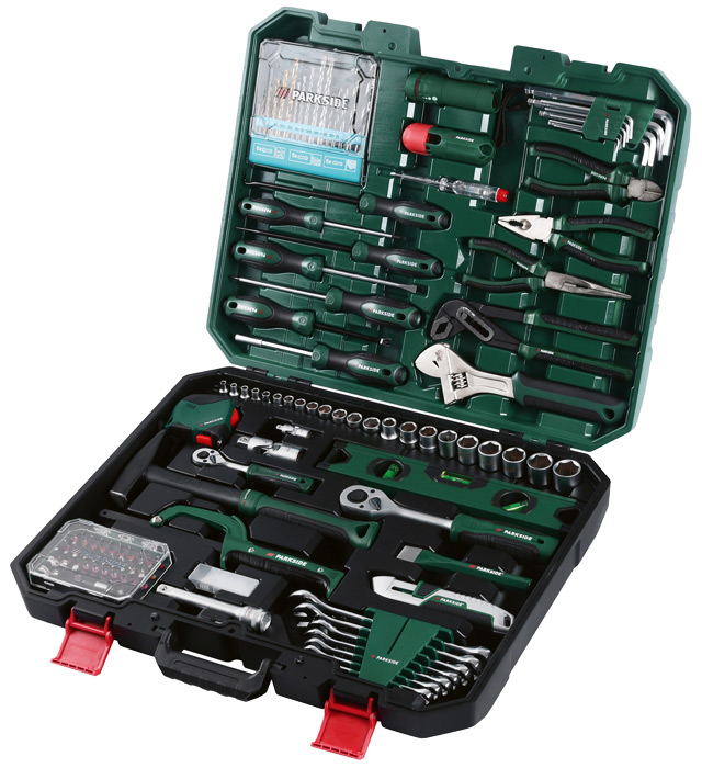 Contenu du coffret à outils PARKSIDE 122 pièces