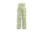 Damesbroek met wijde pijpen en groen-witte zebraprint