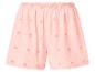 Short rose pour femme avec broderie florale et taille élastique.