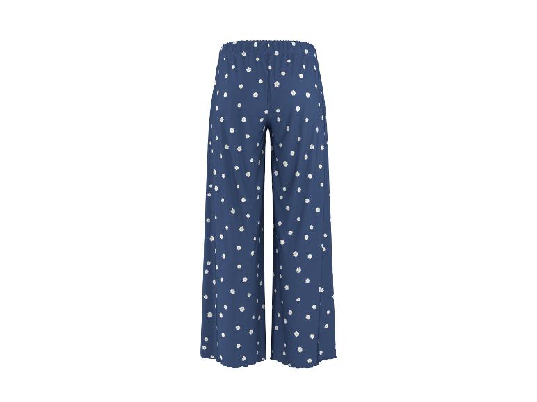 Blauwe broek met witte madeliefjes
