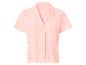 Chemise rose à manches courtes pour femme avec broderie florale