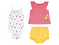 Body imprimé cerises, haut rose avec inscription 'Little Lemon' et bloomers jaunes.