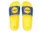Gele slippers met blauwe band en logo