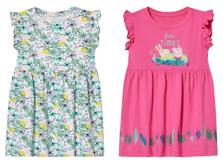 Robe Peppa Pig Fille - Imprimé Arc-en-Ciel - Coton Doux - Manches Courtes - Taille 18 Mois à 8 Ans