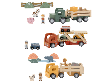 LUPILU® Tracteur / Chariot de transport / Camion d'animaux safari en bois