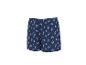 Blauwe korte broek met schelpenprint.