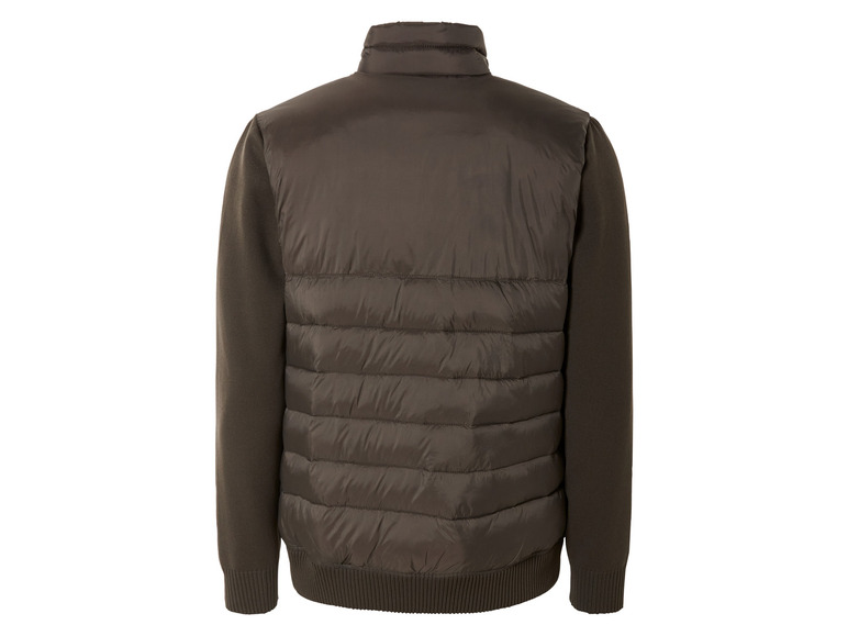 Veste vert foncé avec un devant matelassé et des manches en tricot.