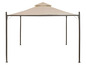 Een beige gazebo met metalen frame