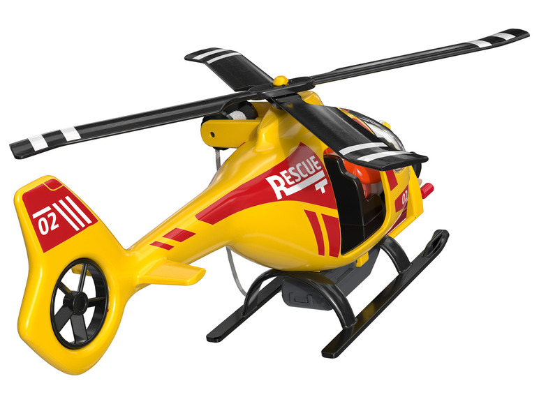 Un hélicoptère de sauvetage jaune avec des pales noires.