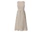 Mouwloze midi-jurk in lichtbeige kleur, achteraanzicht.