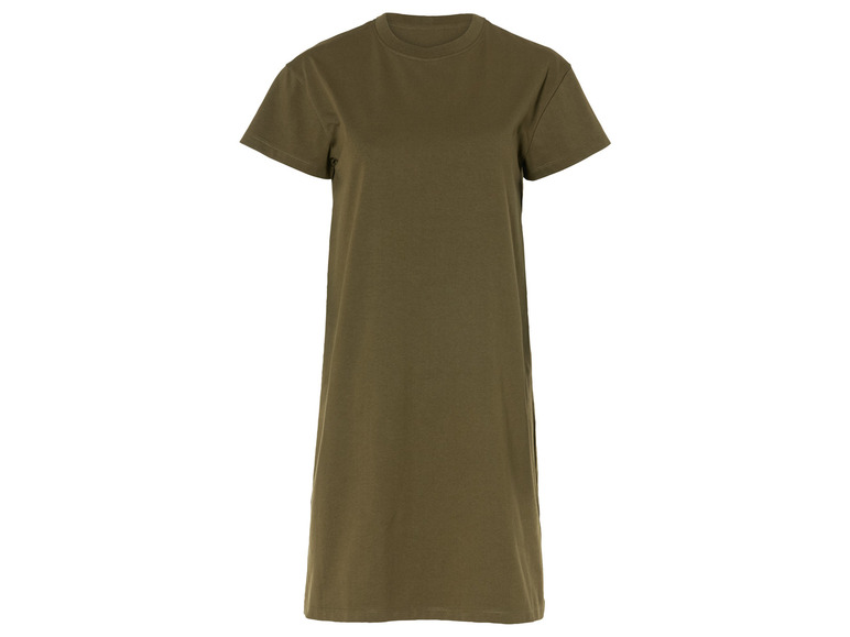 Une robe t-shirt longue de couleur verte.