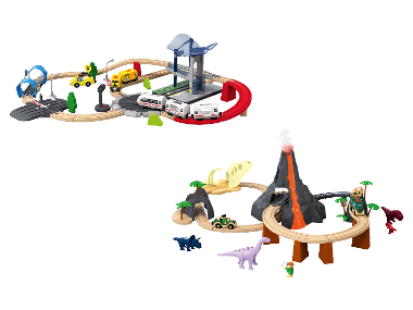 LUPILU® Set de train en bois »City-Express / Dinoland«