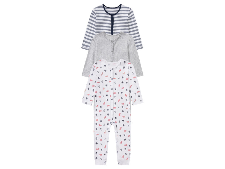 Aller en mode plein écran lupilu® Set de 3 pyjamas en pur coton pour bébé - Photo 2