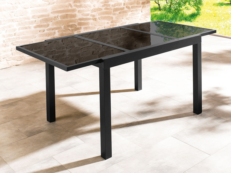 Ga naar volledige schermweergave: Aluminium tuinset zwart/antraciet met uittrekbare tafel en 4 relaxstoelen Houston LIVARNO home - afbeelding 11