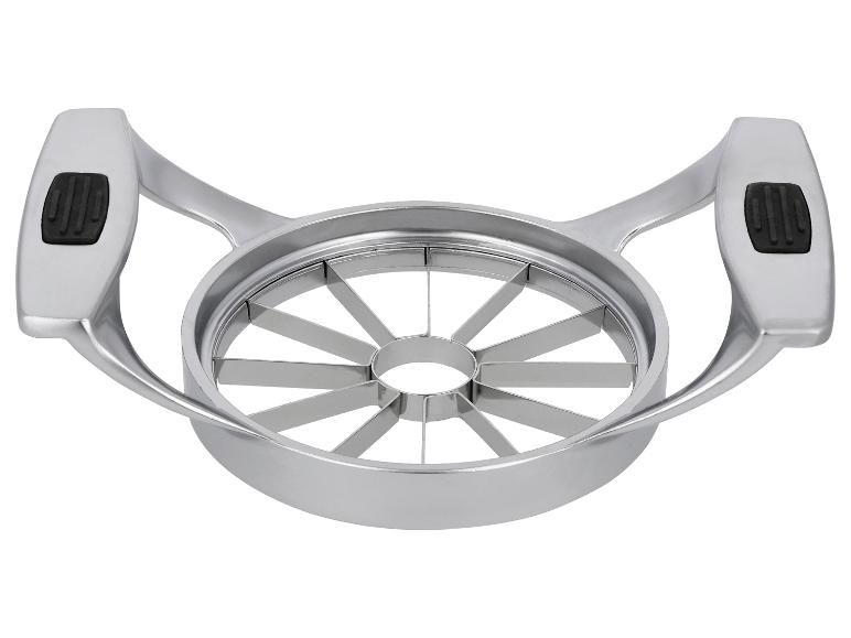 Coupe-pommes en acier inoxydable avec poignées argentées et prises antidérapantes noires