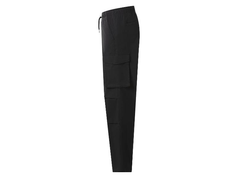 Pantalon cargo noir pour homme avec cordon de serrage à la taille