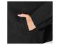 Close-up van een zwarte jas met een zak.