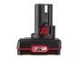 Batterie noire 12V avec des accents rouges et un indicateur de charge