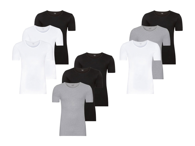 Ga naar volledige schermweergave: LIVERGY Set van 3 katoenen onderhemden met ronde hals - afbeelding 1