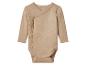 Body croisé beige à manches longues pour bébé avec boutons-pression.