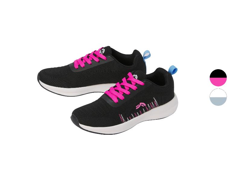 Zwarte sportschoenen met fuchsia roze veters en blauwe details