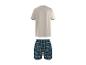 T-shirt beige à manches courtes et short à carreaux bleus pour homme