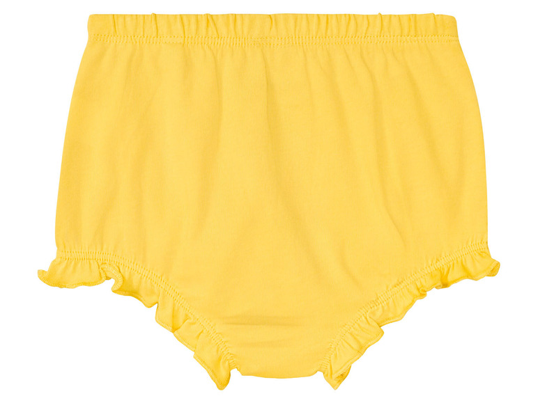Bloomer bébé jaune avec des volants.