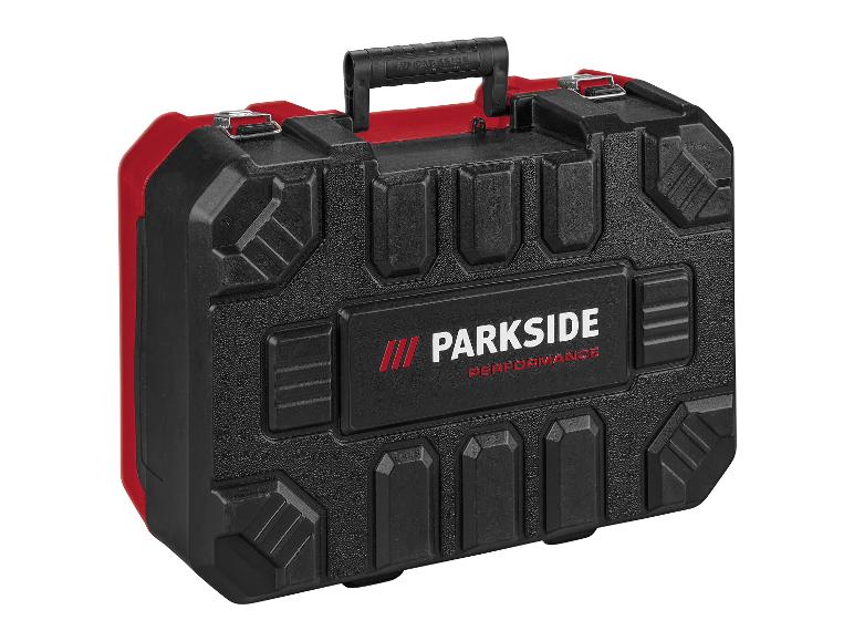 Een zwarte Parkside Performance gereedschapskoffer.