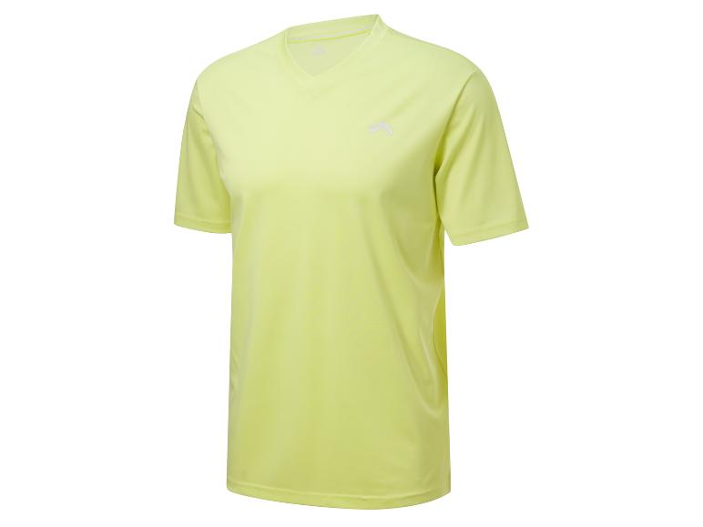 T-shirt vert pâle à manches courtes, style sportif.