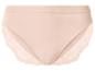 Culotte femme rose clair avec bordure en dentelle sur les côtés.