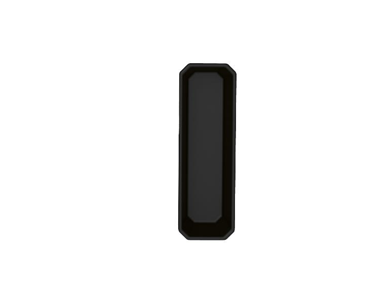 Une barre noire allongée aux coins arrondis sur fond blanc.
