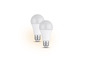 Twee witte LED-lampen op een witte achtergrond.