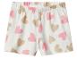 Shorts blancs pour enfants avec des cœurs roses et beiges.