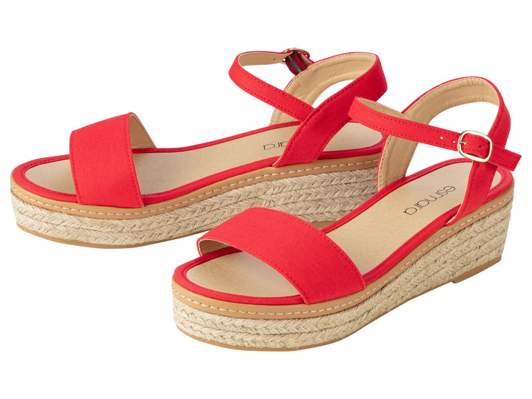 Sandale Espadrille Rouge CompensÃ©e Sandales à Talon Compensé Esmara®