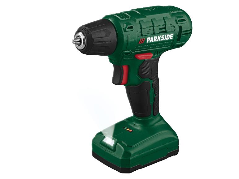 Perceuse sans fil Parkside verte avec batterie et lumière LED