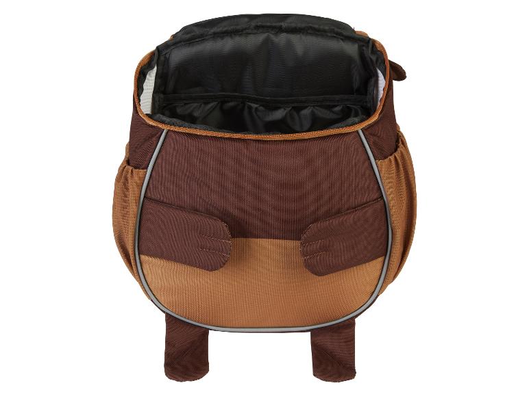 Open bruine en beige kinderrugzak.