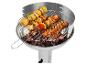 Barbecue met maïs, vleesspiesjes en spareribs op het rooster