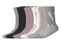 Set effen en gestreepte damessokken in grijs, zwart, roze, wit en beige.